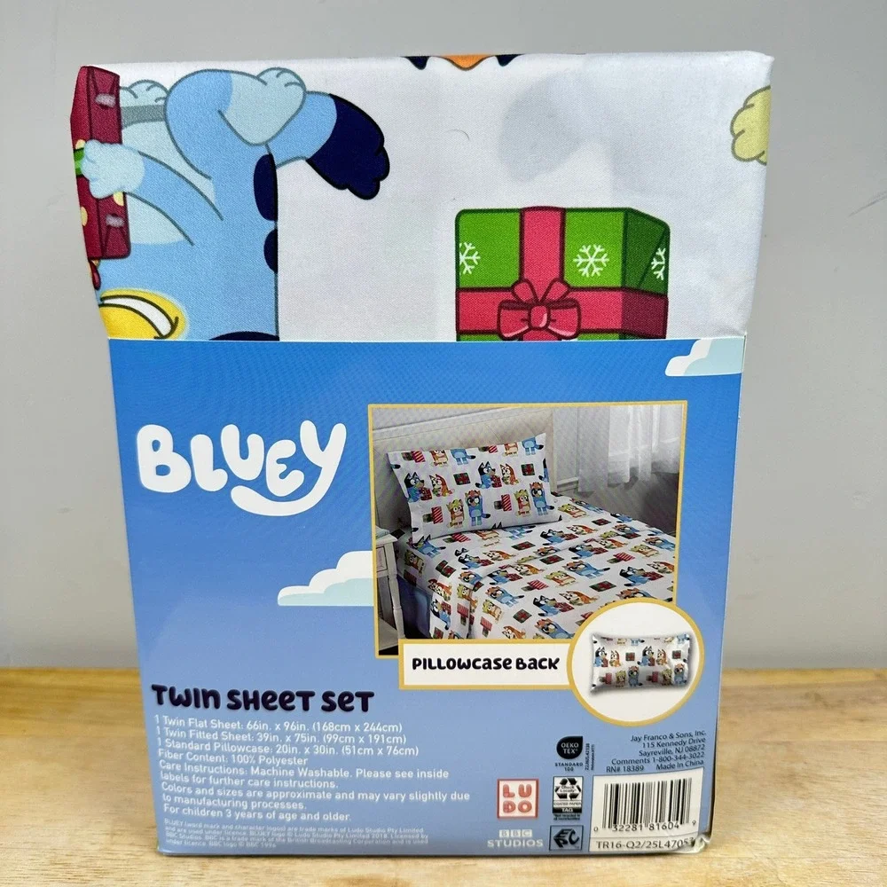 Bluey Holiday Sheet Set Kids Twin Bluey Bingo 3 Piece‎ Bedding Set NEW Gifting